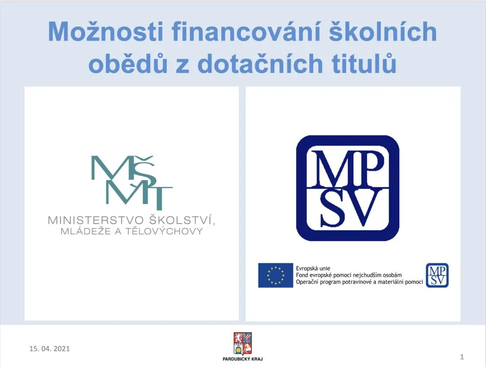 Školení k&nbsp;projektu „Potravinová pomoc dětem ve vážné sociální nouzi v&nbsp;Pardubickém kraji III“ pro školní rok 2021/2022 v&nbsp;rámci OP PMP