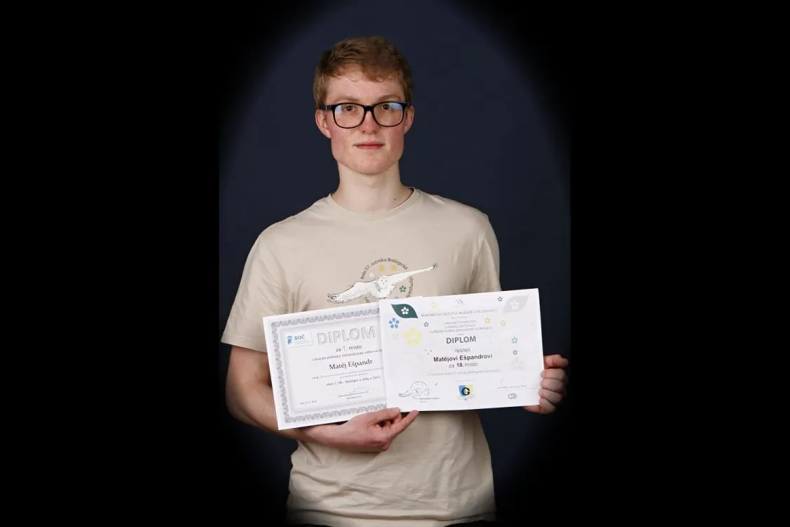 Českotřebovský gymnazista Matěj Ešpandr převzal ocenění Mladý talent Pardubického kraje