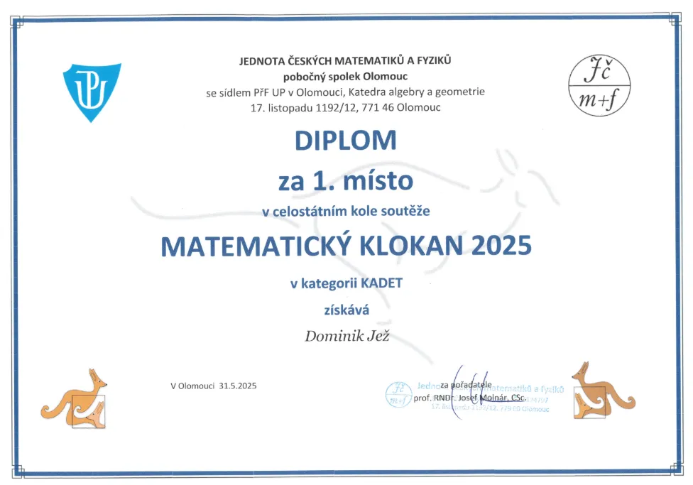 Student českotřebovského gymnázia uspěl v&nbsp;matematické soutěži