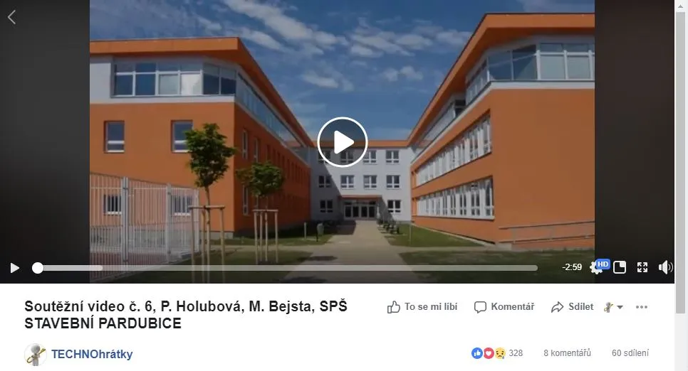 Nejlepší videoreportáž na Facebooku TECHNOhrátek‎ je z&nbsp;pardubické `stavebky`