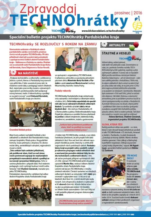 Právě vyšlo letošní sedmé číslo Zpravodaje TECHNOhrátek